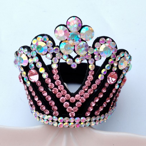 Girls kids Rhinestone Hair tie Crown for Rhythmic Gymnastics figure skating Dance Cheerleading Hair Ring ballroom latin dance competition Hair Jewelry Ball Hair Rope